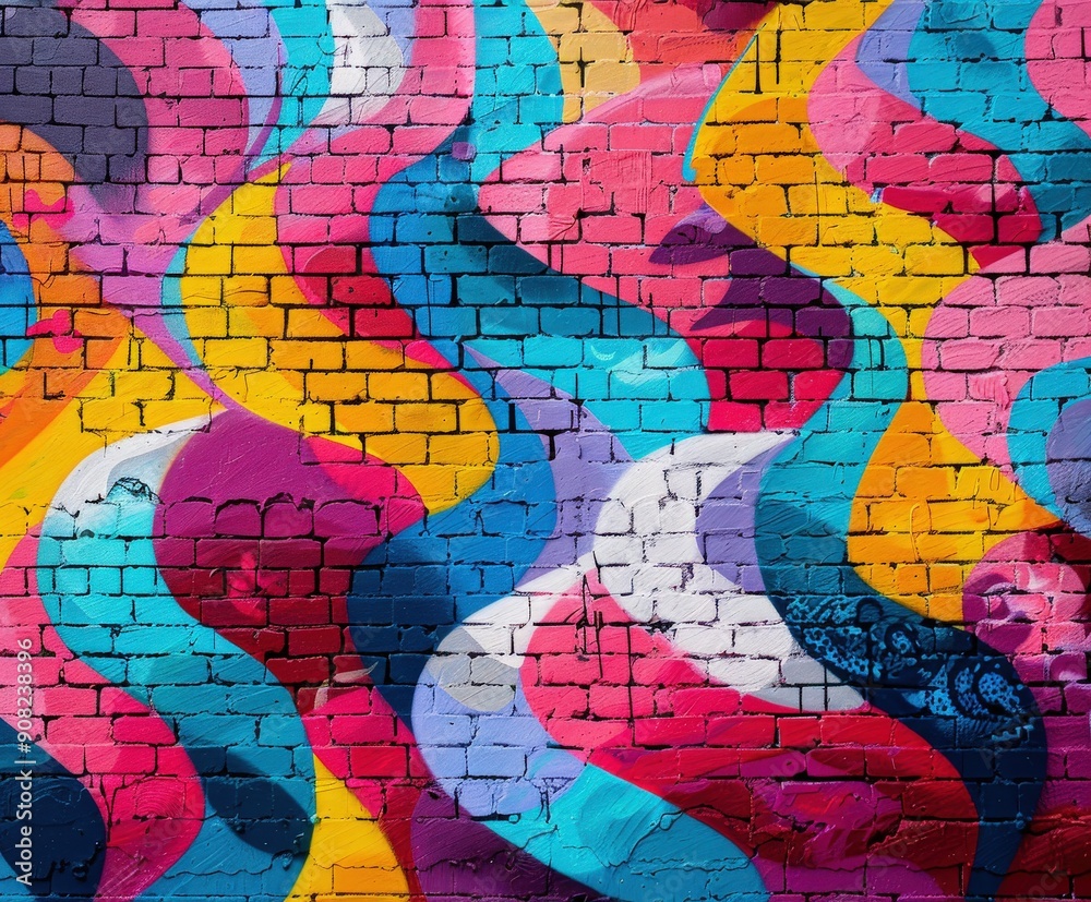 Obraz premium Colorful Graffiti Art Painting on Urban Brick Wall in Daylight