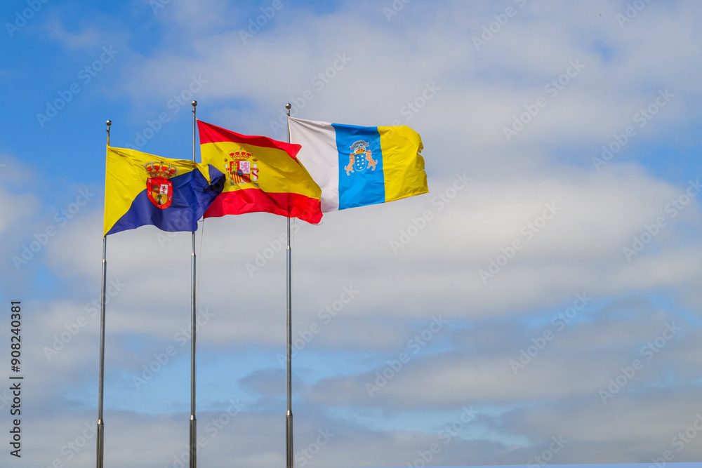 Spanish, Canary Islands and Gran Canaria flags Spanish, Canary Islands and Gran Canaria flags