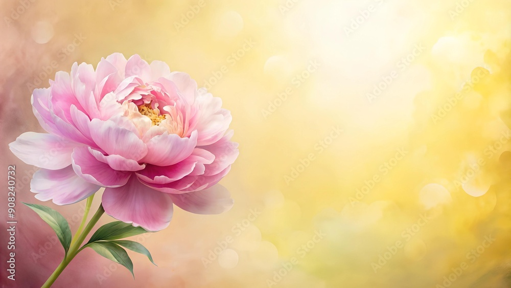 Fototapeta premium Watercolor Dreams: A Watercolor Peony with Blurred Edges AI Generated