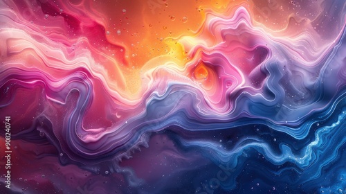 Hyper-realistic fluid art background with dynamic, swirling colors, captured in extreme macro detail to reveal the rich textures and intricate patterns of the fluid motion, offering a vivid and