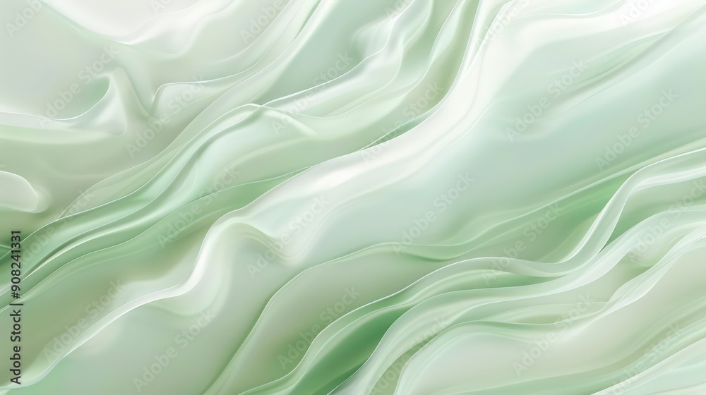 Obraz premium Abstract Green and White Draped Fabric Texture