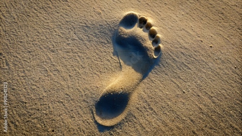 A Solemn Reminder: A Footprint Cast in Shadows  AI generated photo