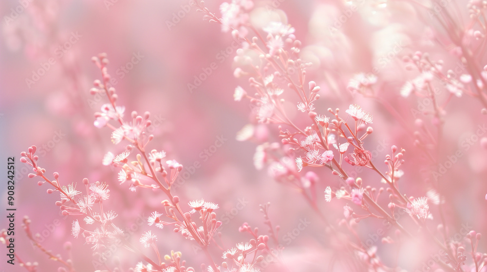 Naklejka premium Light pink background with blooming tree