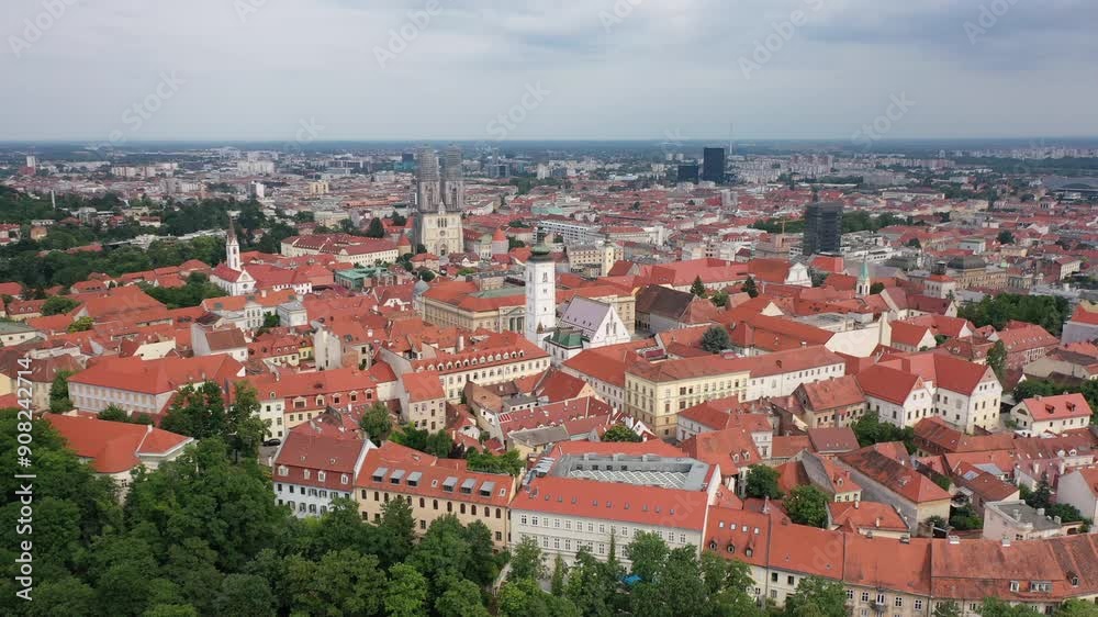 Circular video of the upper city of Zagreb with a view of saint Mark's Square and cathedral Circular video of the upper city of Zagreb with a view of saint Mark's Square and cathedral