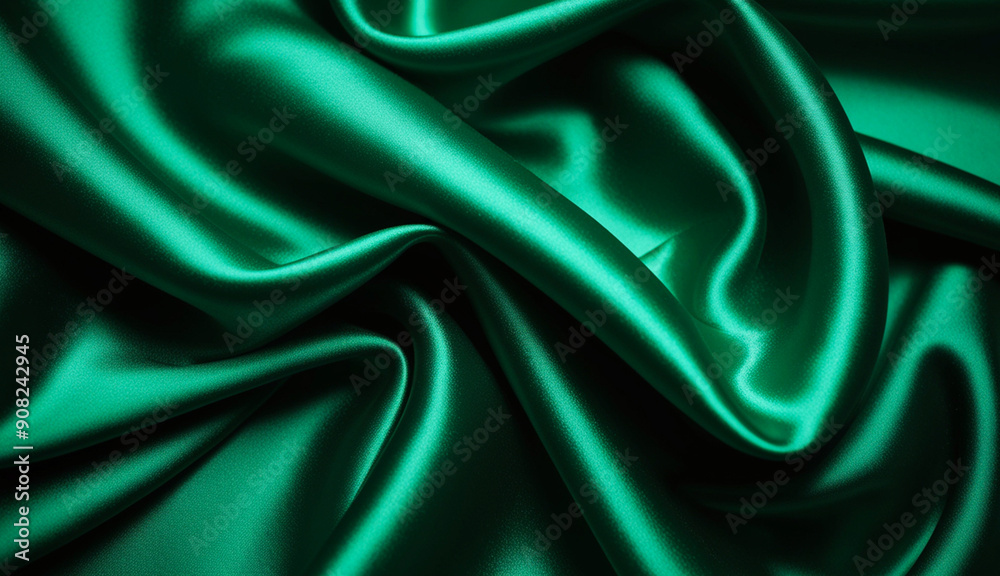Obraz premium Emerald Green Silk Material with Shiny Surface