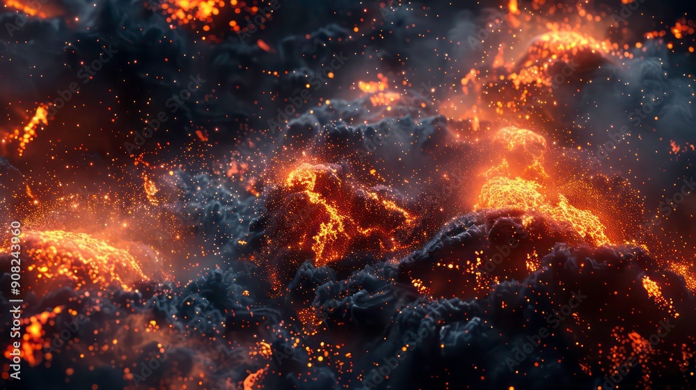Abstract Dark Background with Golden Sparks and Smoke Abstract Dark Background with Golden Sparks and Smoke