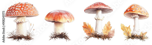 fly agaric isolated on white transparent background  photo