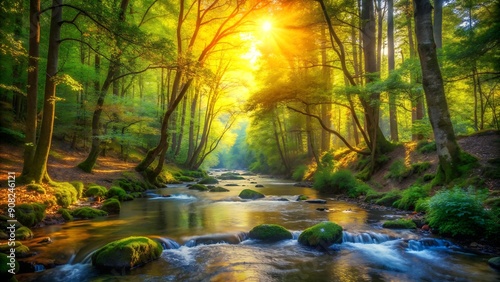 Whispering Waters Through Emerald Canopy  Generative AI