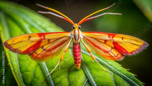 A Symphony of Colors: A Plume Moth in Vibrant Hues  AI Generated photo