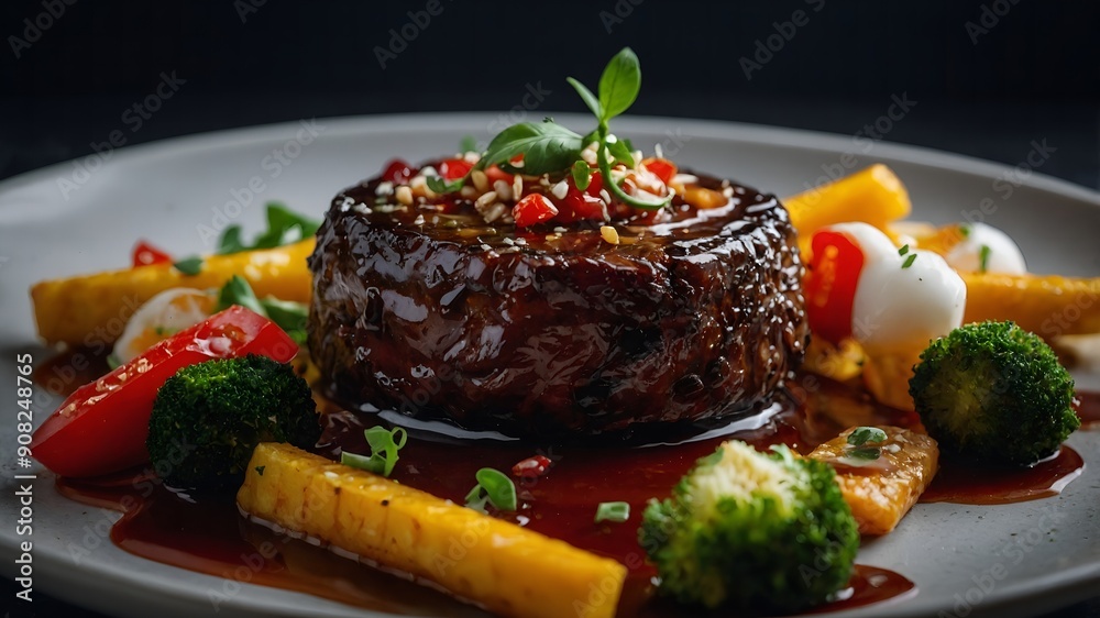 An artful and luxurious plate of fine dining cuisine highlighting culinary excellence An artful and luxurious plate of fine dining cuisine highlighting culinary excellence