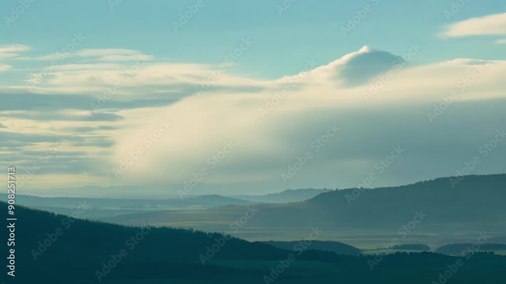 Soft shadows are cast over the land as a light layer of clouds passes by creating a dreamy atmosphere.