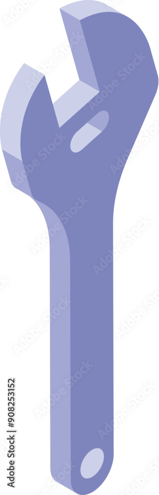 Mechanic's adjustable wrench standing in an isometric view