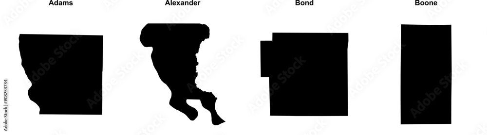 Adams, Alexander, Bond, Boone outline maps Adams, Alexander, Bond, Boone outline maps