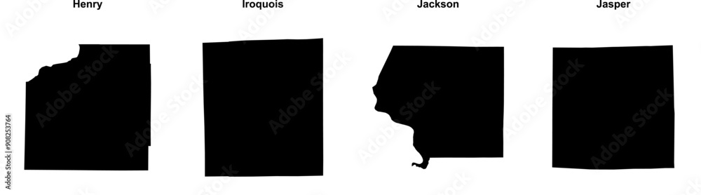 Henry, Iroquois, Jackson, Jasper outline maps Henry, Iroquois, Jackson, Jasper outline maps