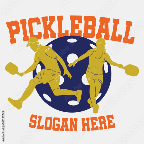 pickle ball sport graphic template. pickle ball game tournament in badge emblem patch label style