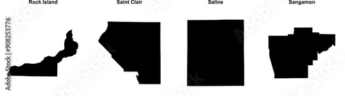 Rock Island, Saint Clair, Saline, Sangamon outline maps