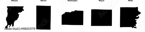 Wabash, Warren, Washington, Wayne, White outline maps photo