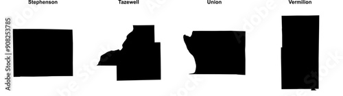 Stephenson, Tazewell, Union, Vermilion outline maps photo