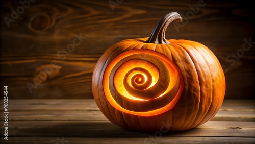 Pumpkin with Glowing Spiral  generative AI photo