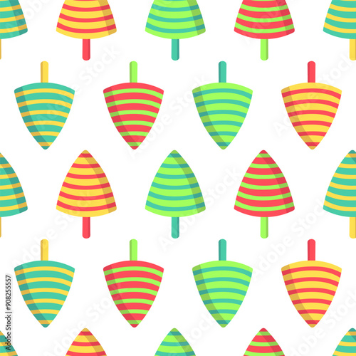 Seamless pattern with ice cream striped popsicle icons on white background. Colorful eskimo dessert flat sign. Cartoon style ornament for children clothes, pajamas, t-shirt textile, fabric design