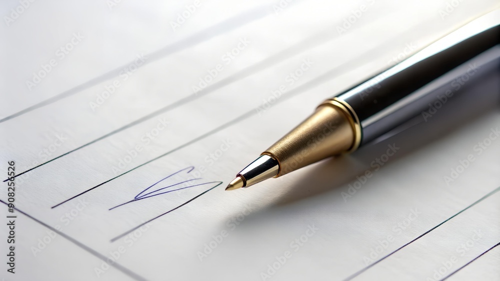 A Pen Hovering Above a Signature Line on a Crisp White Contract generative AI A Pen Hovering Above a Signature Line on a Crisp White Contract generative AI