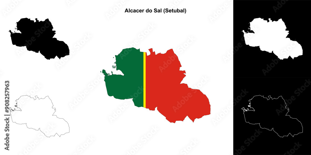 Fototapeta premium Alcacer do Sal municipality outline map set