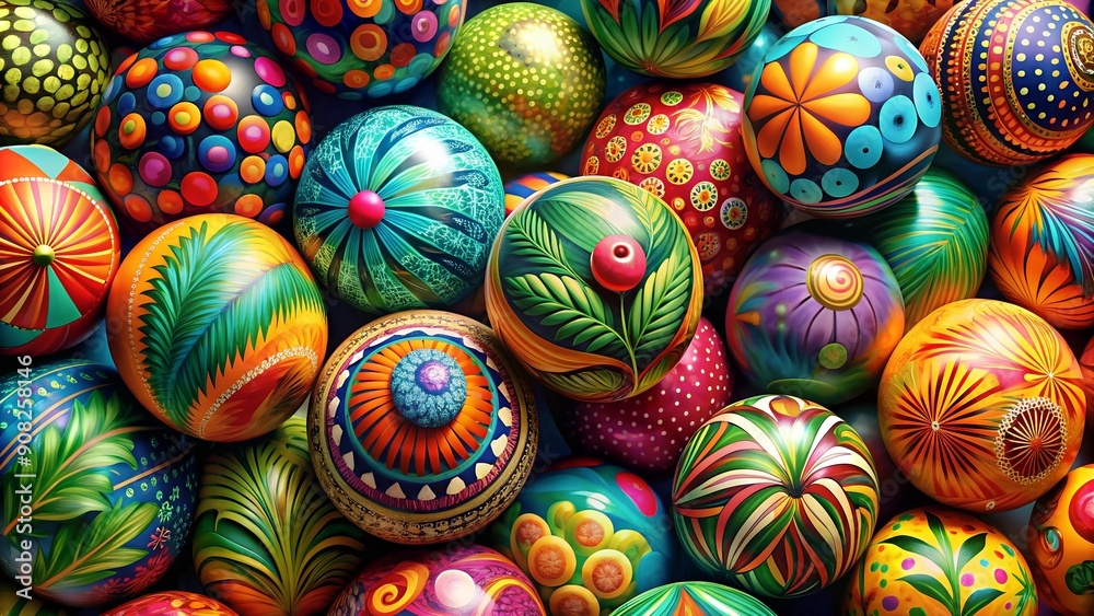 Tropical Sphere Paradise: A Vibrant and Exotic Pattern AI generated Tropical Sphere Paradise: A Vibrant and Exotic Pattern AI generated