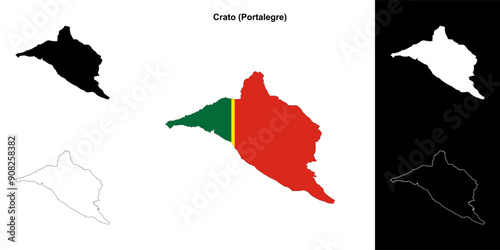 Crato municipality outline map set photo