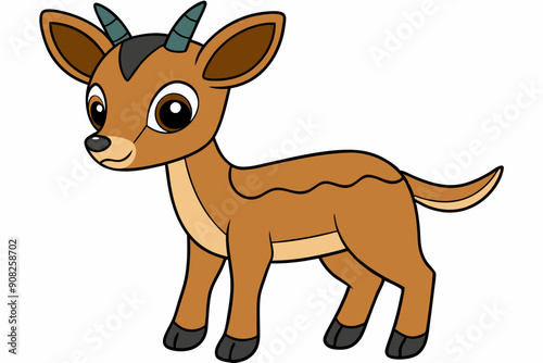 Coloring Page for Kids - Cute Impala Illustration - Black and White © Kanay