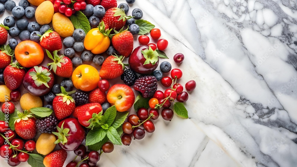 Summer's Bounty: A Vibrant Display of Ripe Fruits and Berries generative AI Summer's Bounty: A Vibrant Display of Ripe Fruits and Berries generative AI