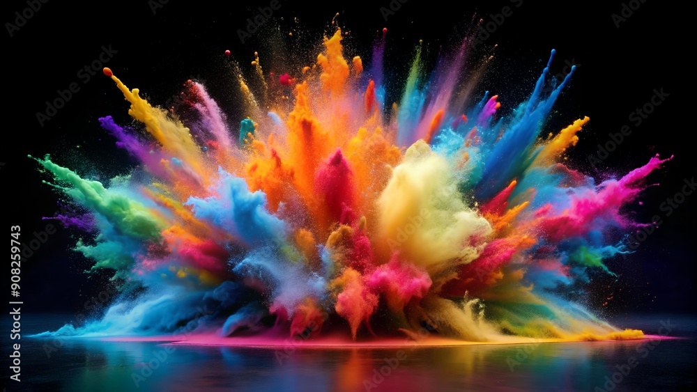 Abstract Symphony of Color: A Dance of Vibrant Hues Exploding on a Black Canvas Generative AI Abstract Symphony of Color: A Dance of Vibrant Hues Exploding on a Black Canvas Generative AI