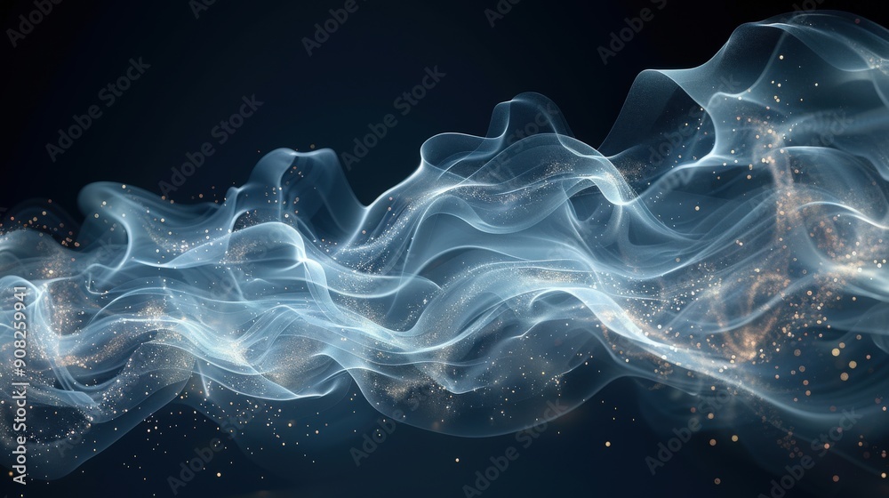 Fototapeta premium Crystal-clear image of smoke trails forming ethereal shapes against a dark background, capturing the delicate and flowing patterns of the smoke with stunning clarity