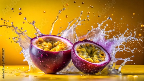 The Passionfruit Paradise: A Splash of Purple and Yellow  Generative AI