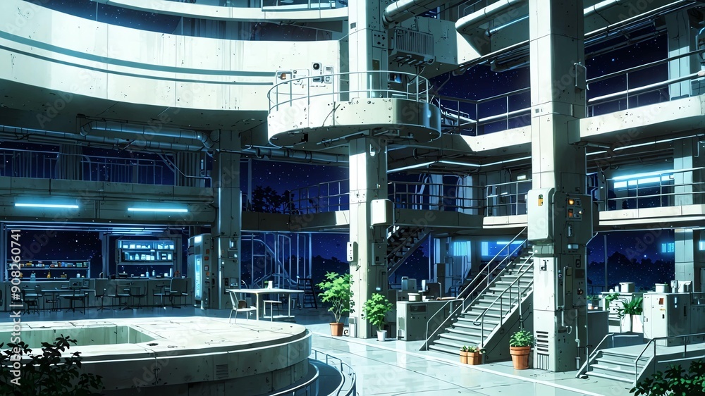 Fototapeta premium space colony interior inside a space colony with futur anime