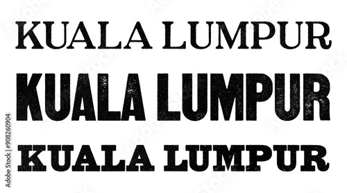 Photography Kuala Lumpur city name written in distressed vintage serif, sans serif and slab