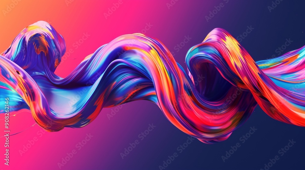 Fototapeta premium Swirling Shapes in Vibrant Color Gradient Ai generated
