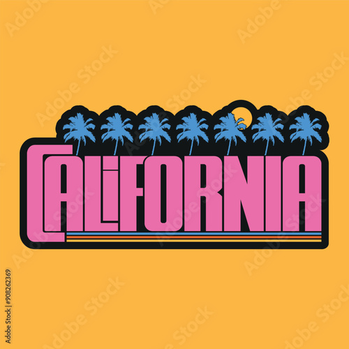 California republic and Miami t-shirt and apparel vector designs, typography, prints, labels, posters. Global swatches, surf