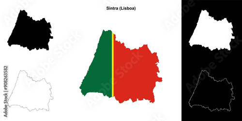 Sintra municipality outline map set