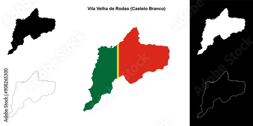 Vila Velha de Rodao municipality outline map set