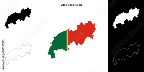 Vila Vicosa municipality outline map set