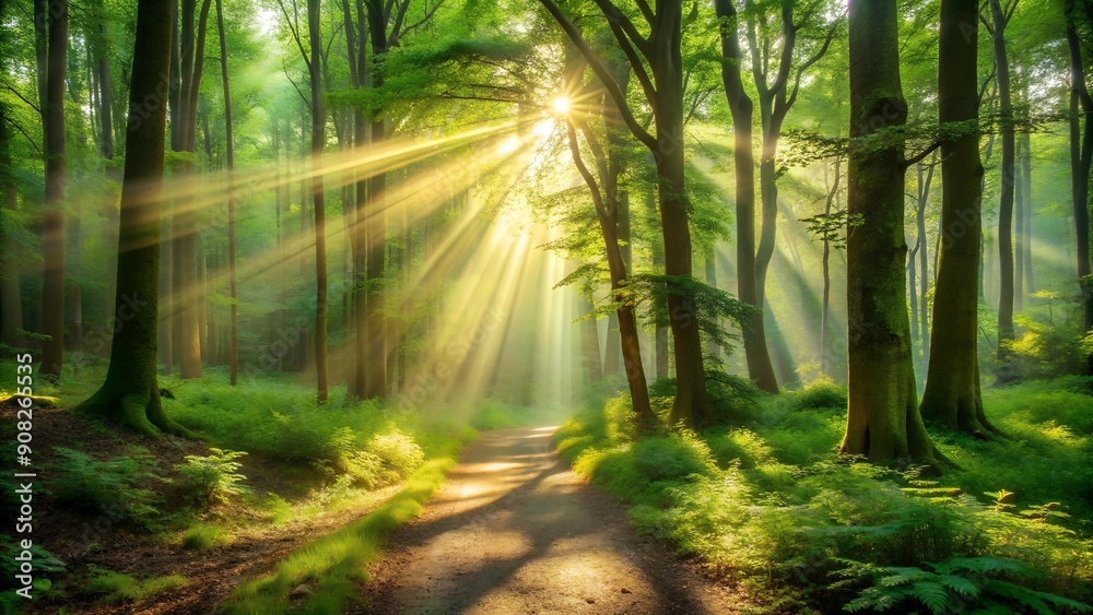 Sunbeams Dancing on a Forest Floor generative AI Sunbeams Dancing on a Forest Floor generative AI