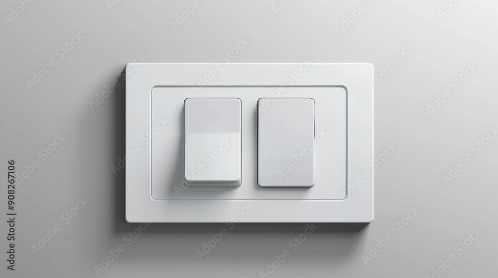 Simple illustration of a white light switch mounted on a wall Simple illustration of a white light switch mounted on a wall