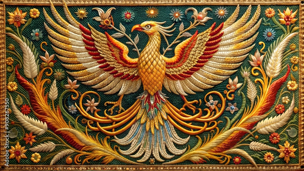custom made wallpaper toronto digitalGolden Phoenix Soaring: A Tapestry of Prosperity and Beauty Generative AI