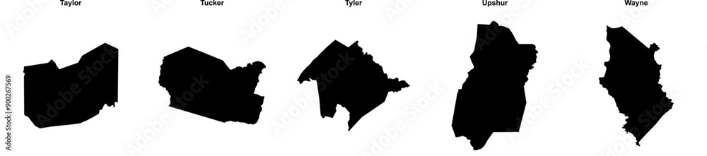 Taylor, Tucker, Tyler, Upshur, Wayne outline maps Taylor, Tucker, Tyler, Upshur, Wayne outline maps