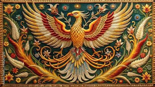 Wallpaper Mural Golden Phoenix Soaring: A Tapestry of Prosperity and Beauty  Generative AI Torontodigital.ca