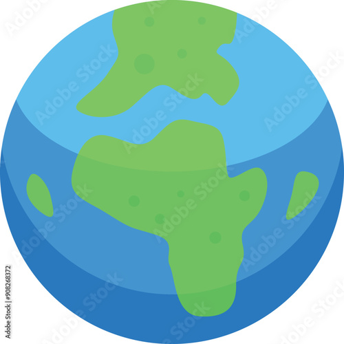 Simple cartoon icon of planet earth showing continents and water in a stylized way