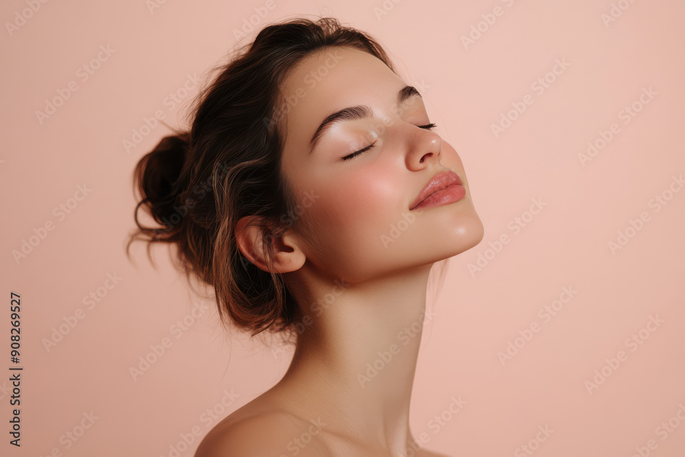 A close up of a girl's face with her eyes closed A close up of a girl's face with her eyes closed