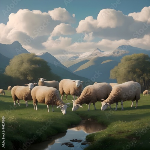 sheep in the mountains photo