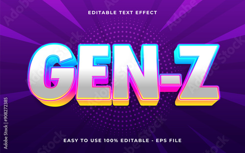 3d Gen Z gradient sparkle text style effect template editable text effect