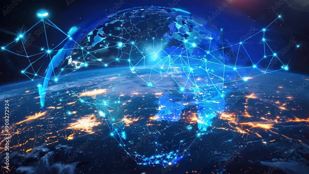 digital grid with bright points of light representing a global network digital grid with bright points of light representing a global network
